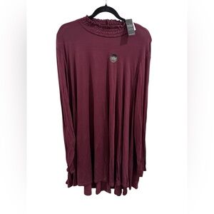 NEW Lane Bryant Deep Burgundy Long Sleeve Swing Top ~ Size 26/28